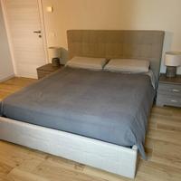 Letto matrimoniale contenitore beige + materasso