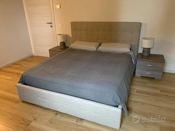 Letto matrimoniale contenitore beige + materasso