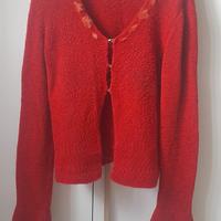 Completo rosso made in italy cardigan + top