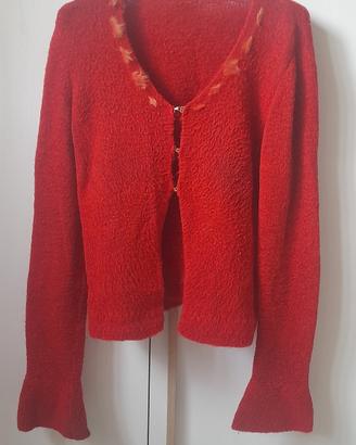 Completo rosso made in italy cardigan + top
