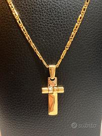 Catena e croce in oro giallo