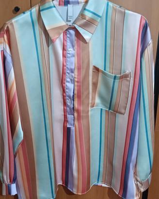 camicia donna a righe multicolor 