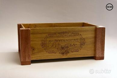 Cassetta in legno massello tea design vintage
