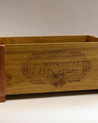 Cassetta in legno massello tea design vintage