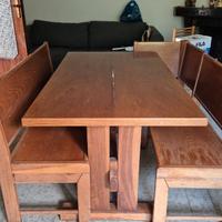 Tavolo in legno massello con 3 panche