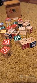 gioco legno - cubi letterine  numeri e figure 