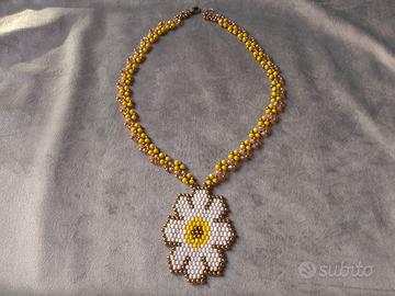 Collana in Cristallo Ciondolo Margherita Giallo 