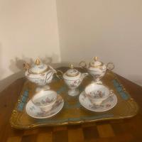 Servizio da thè completo con vassoio decorato