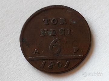 6 TORNESI 1801 REGNO DI NAPOLI – FERDINAND IV