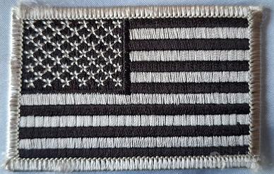 Patch Bandiera USA Tattica Americana Argento Nero