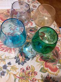 CALICI CRISTALLO COLORATI PER APERITIVO 4 PEZZI
