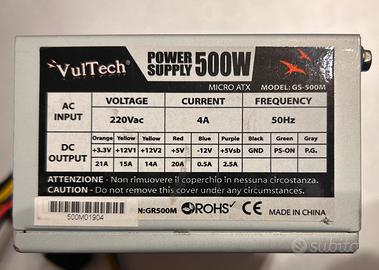 Alimentatore PC desktop VulTech 500W