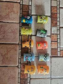 Lotto 10 Mini Personaggi Cestini della Spazzatura