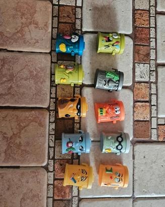 Lotto 10 Mini Personaggi Cestini della Spazzatura