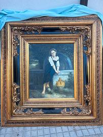Orfana alla fontana ,olio su tela