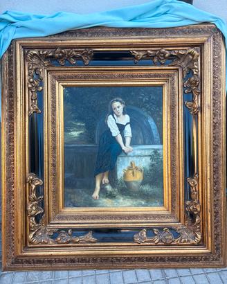 Orfana alla fontana ,olio su tela