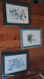 molto carini 3 quadretti con stampe fiori montagna