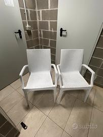 2 Sedie bianche da esterno/terrazzo/giardino