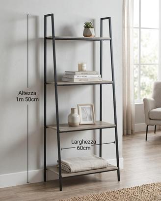 Libreria Scaffale Design Industrial - Legno e Meta
