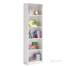 Mobile Libreria in Legno colore Bianco 5 Ripiani