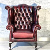 Poltrona Chesterfield Queen Anne inglese in pelle