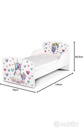 Letto bimba Unicorno Materasso incluso