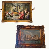 Set 6 quadri dipinti a mano con cornici dorate