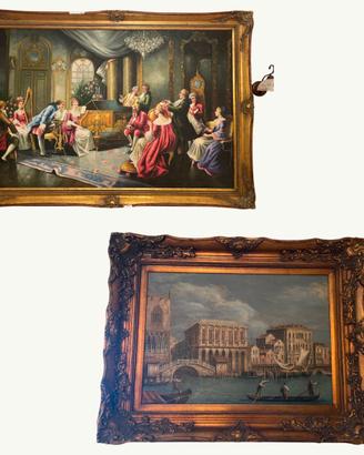 Set 6 quadri dipinti a mano con cornici dorate