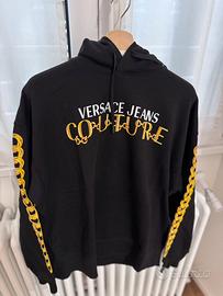 Felpa Nera Versace con cappuccio