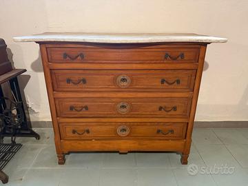 Cassettiera Vintage in Legno con Piano in Pietra