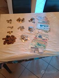 collezione di banconote straniere e monete 