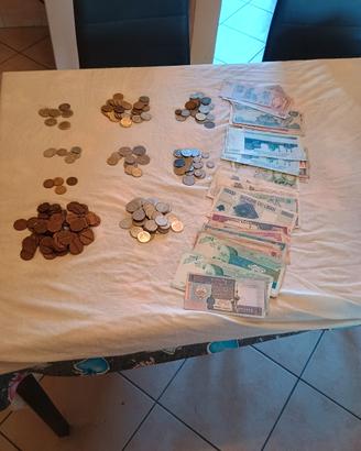 collezione di banconote straniere e monete 