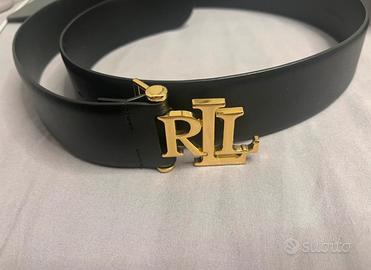 Cintura Ralph Lauren Originale nera con fibbia oro