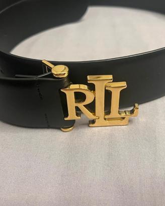 Cintura Ralph Lauren Originale nera con fibbia oro