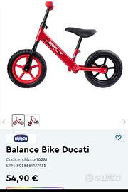 Bicicletta chico bimbo rossa 2/5 anni nuova.