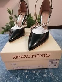 Scarpe  donna gioiello nere lucide Rinascimento