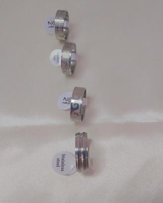 set 4 anelli acciaio inox misura 21 nuovi unisex