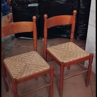 6 Sedie in legno - Paglia intrecciata