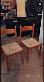 6 Sedie in legno - Paglia intrecciata