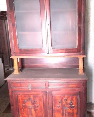 Credenza Piattaia Antica '800 rovere arte rustica