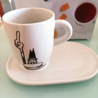 Tazza mug Bialetti c/piattino in porcellana NUOVA!