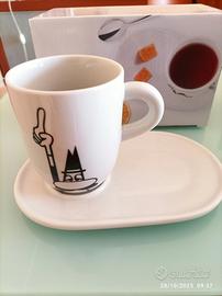 Tazza mug Bialetti c/piattino in porcellana NUOVA!