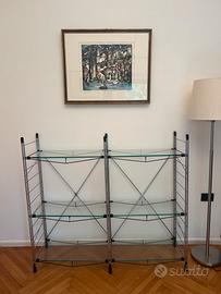 Scaffale in acciaio e cristallo