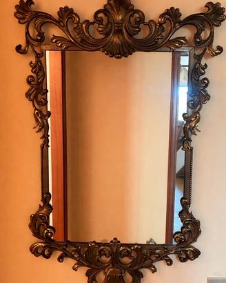 specchio vintage grande in ottone stile barocco