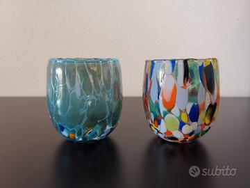 Coppia di bicchierini in vetro– stile Murano 
