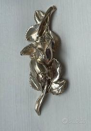 Scultura boccioli di rosa in argento