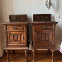 Coppia comodini in legno e marmo