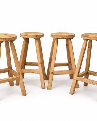 Sgabelli in legno di abete antico artigianali