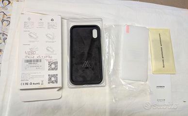 iphone xr custodia cover nera e vetro temperato