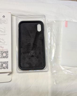 iphone xr custodia cover nera e vetro temperato